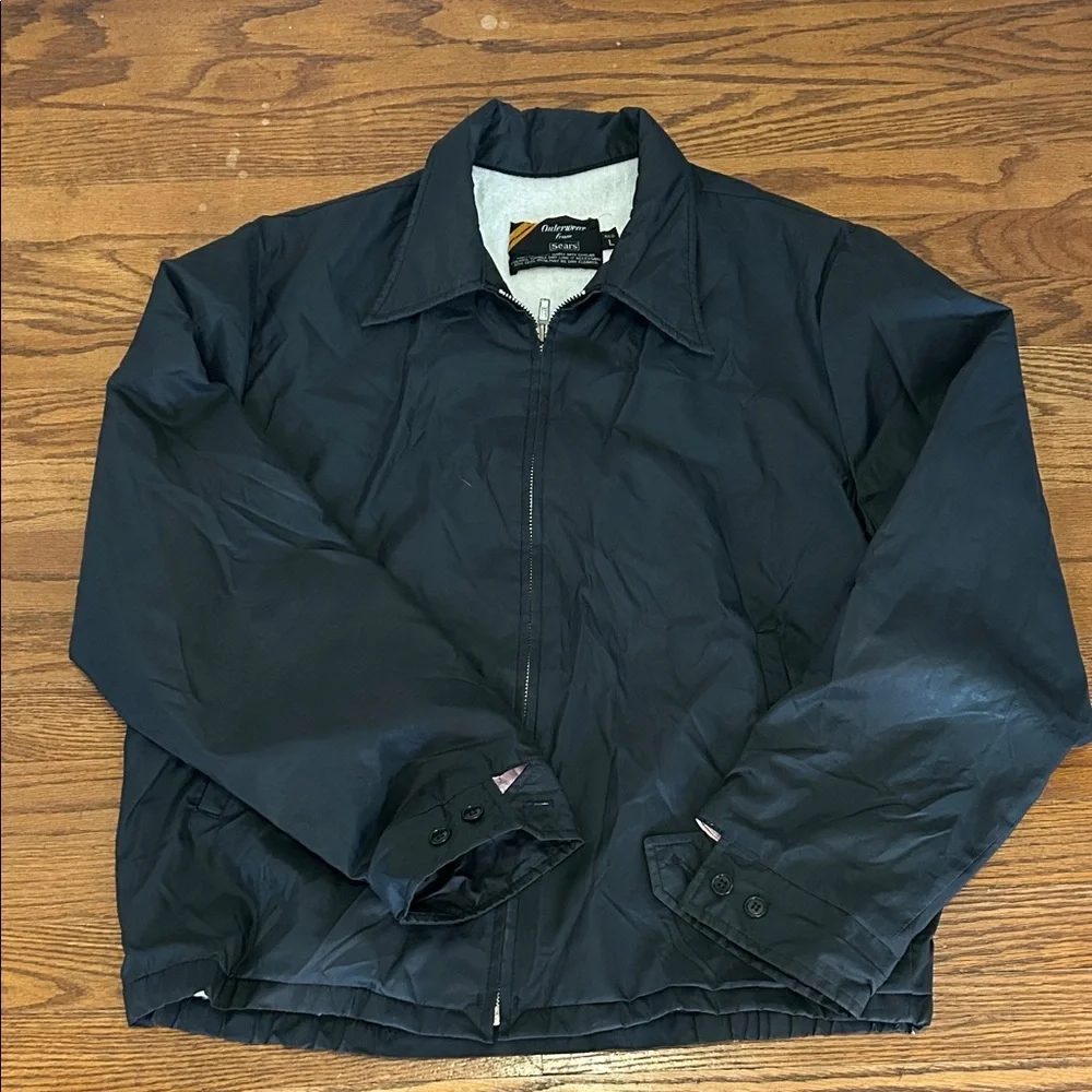 Vintage Sears Windbreaker Men’s L Outerwear Lined Retro Collegiate Jacket